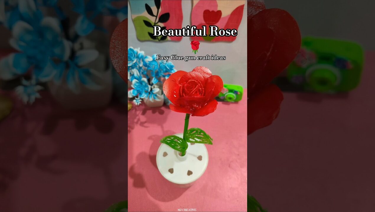 DIY EASY ROSE :Glue Gun Craft Ideas 🌹✨ #mjcreative #diy #craft #shorts #viral