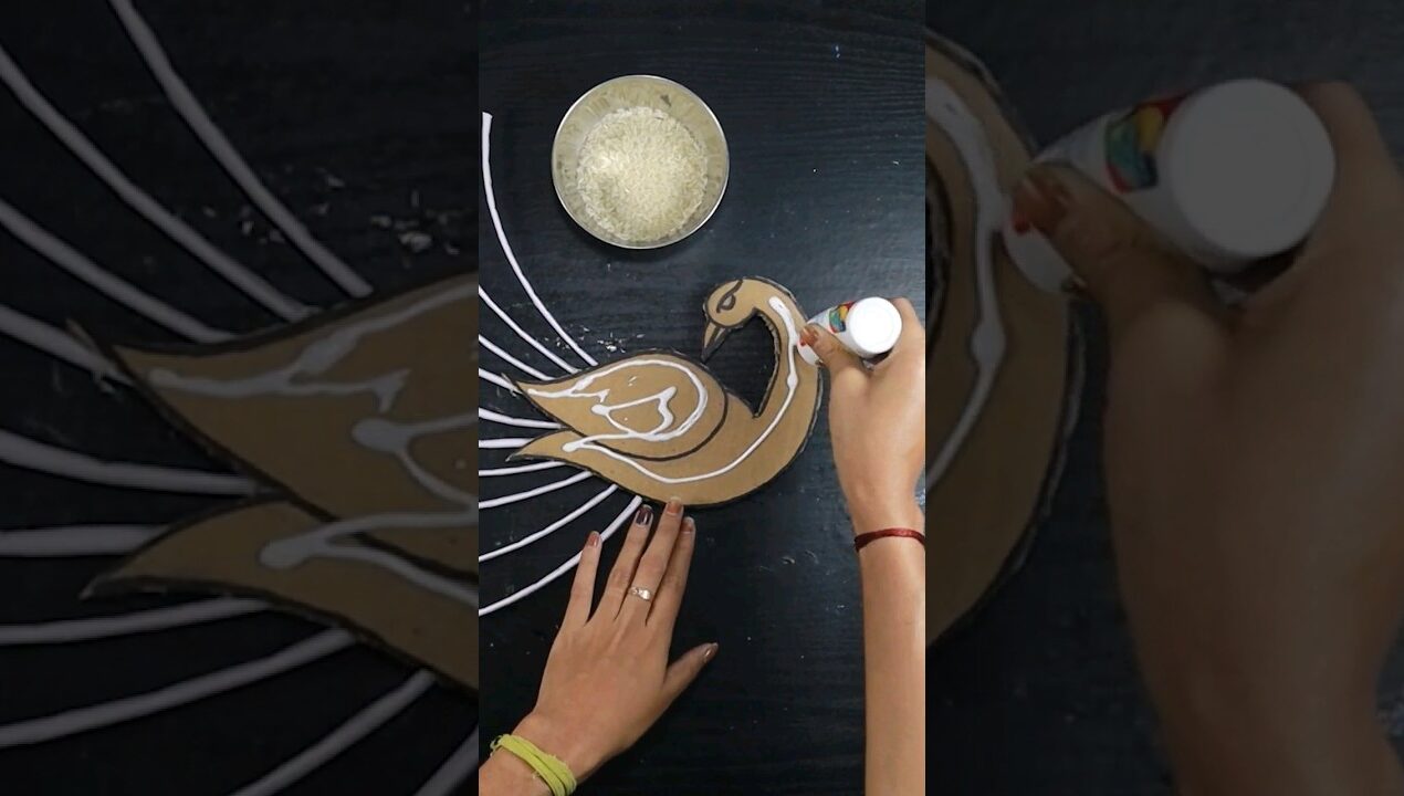 Unique Peacock wall hanging from Rice #shorts #youtubeshorts #viral #diy #crafts #wallhanging