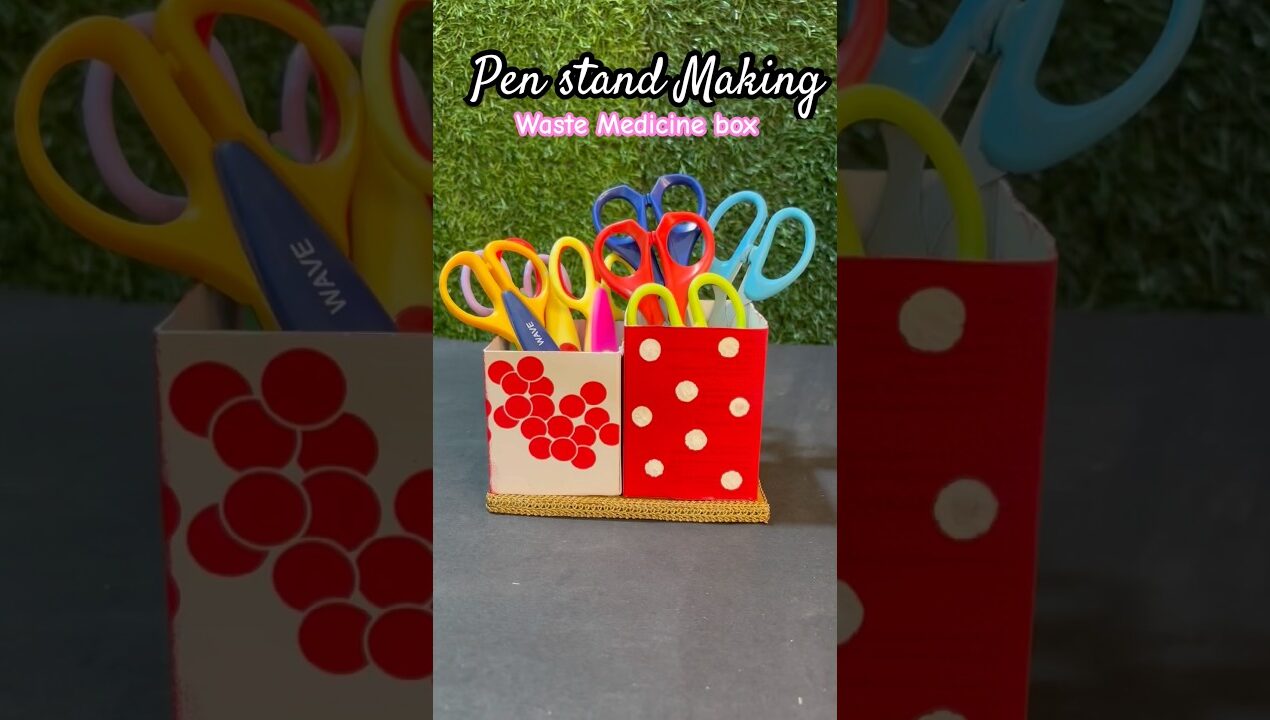 Pen stand making ideas with waste medicine box 😱 #diy #trending #ytshorts #shorts #bestoutofwaste