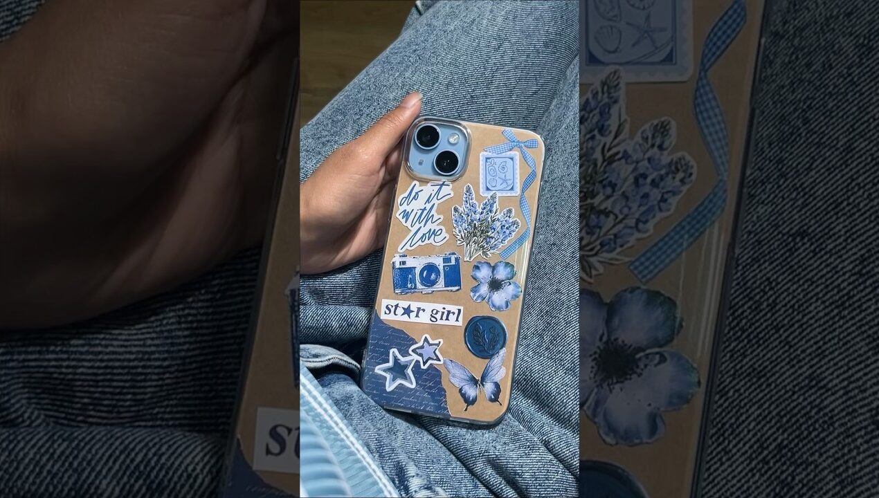DIY phone cover from stickers 💙✨ #diy #aesthetic #pinterest #cute #art #craft