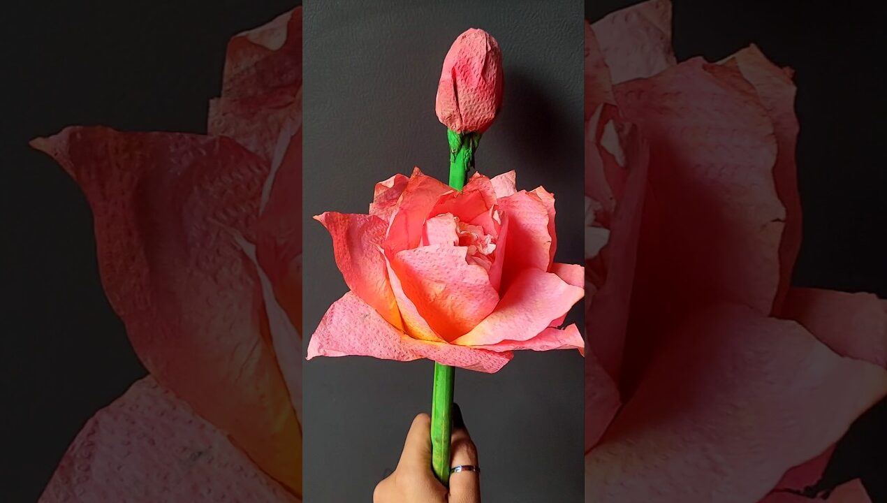Pink Aesthetic Flower 🌸 | DIY Paper Flower | Tissue Paper Rose Tutorial | #craft #shorts