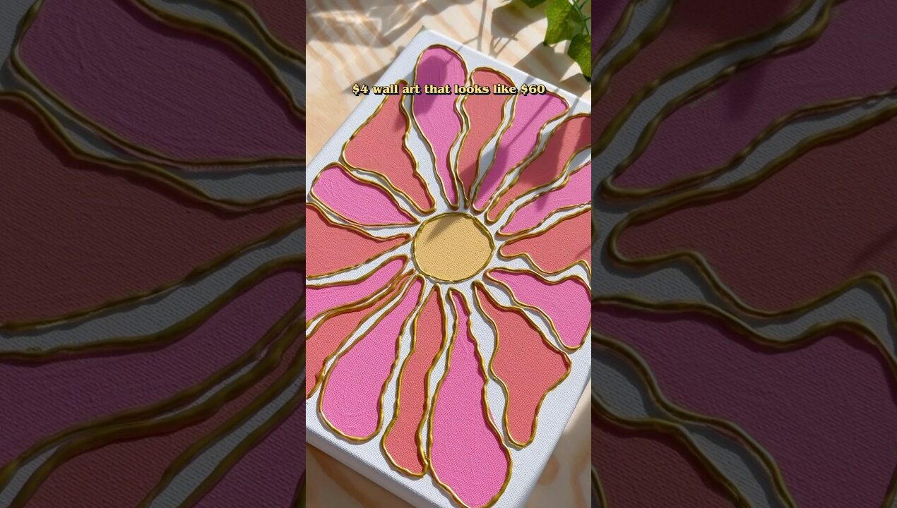 DIY Textured Flower Canvas Art | Wall Decor Under $5