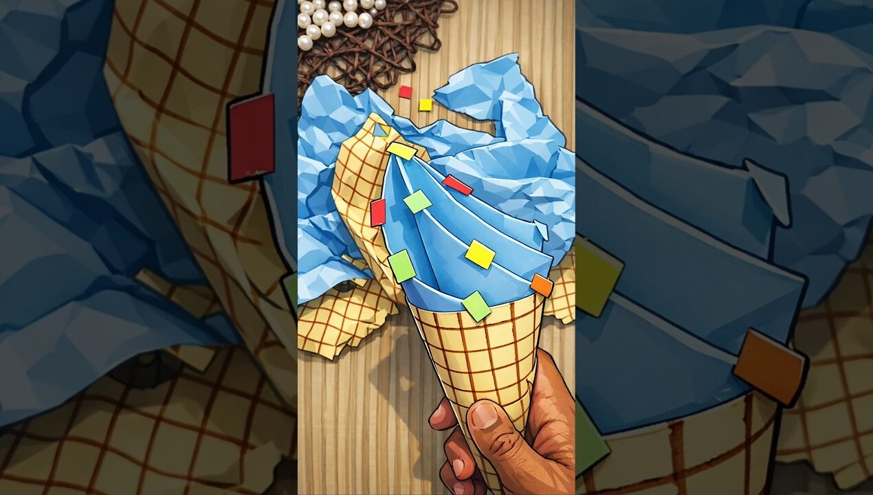 paper craft ideas for kids/ paper ice-cream craft destroy #diy #artandcraft #craft #paper#shortvideo