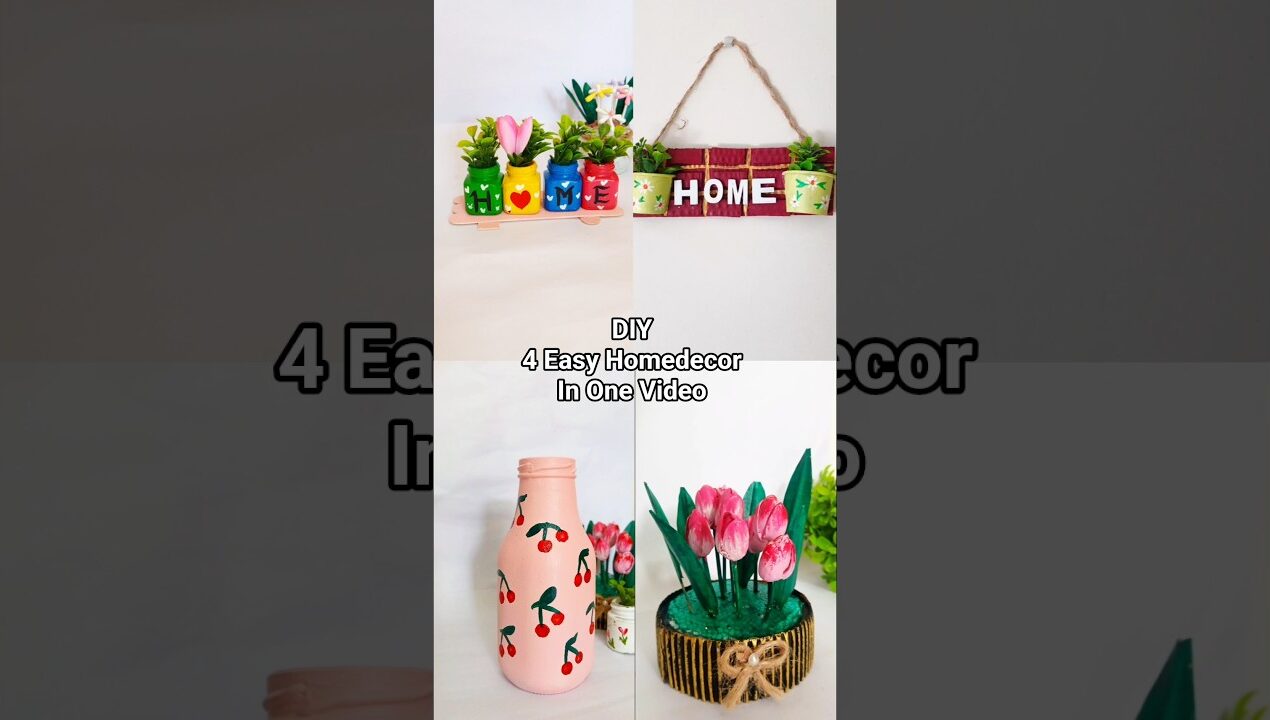 Diy 4 Easy Homedecor In One Video 😱#trending #reuse #diy #homedecorideas #crafting #handmade #viral