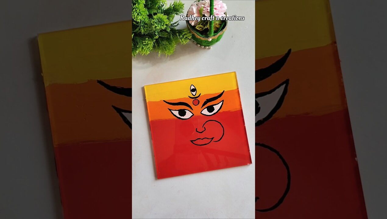 Durga Maa Glass Painting #youtubeshorts #shorts #glasspainting #diy #art