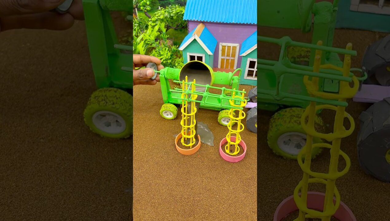 😱 Amazing Mini Tractor Making Cement Pillar | DIY Real Working Construction Machine 🚜 #shorts