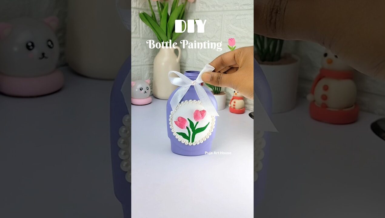 DIY bottle painting | best out of waste | bottle art | #diy #bottle #handmade #viralshorts #craft