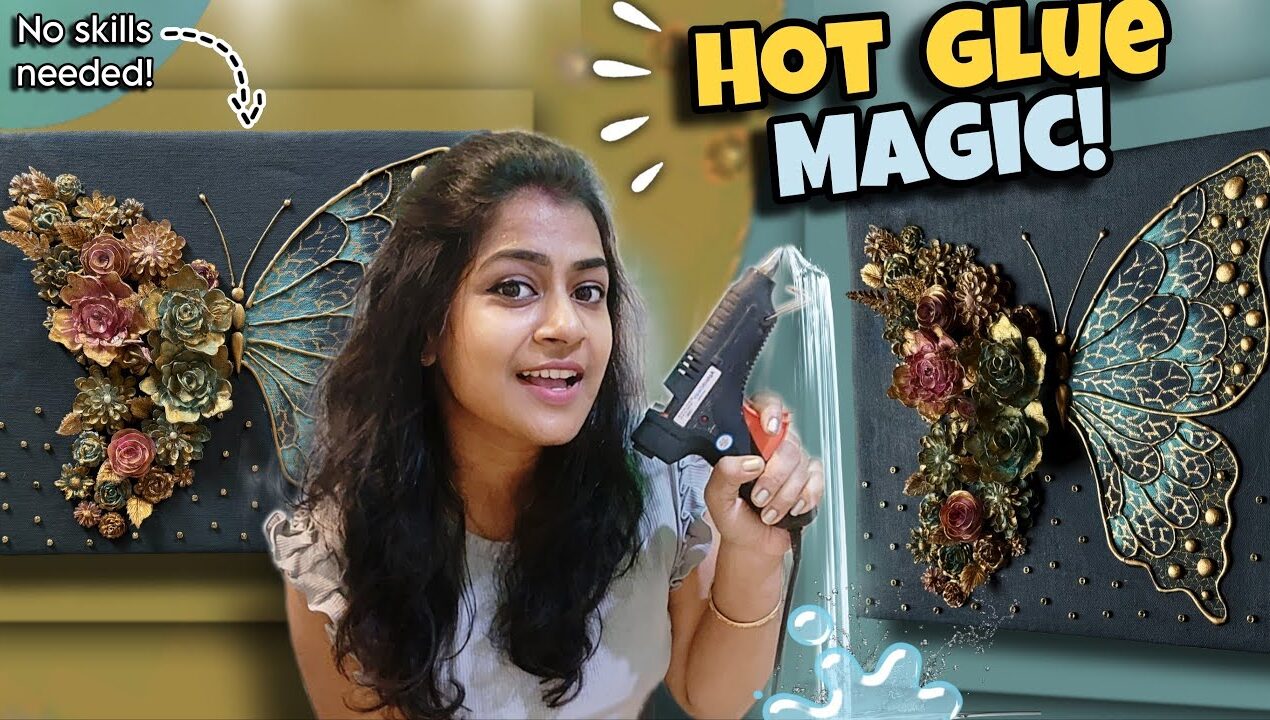 🔥”Hot Glue Gun Butterfly Art | Best Out of Waste DIY Wall decor!”
