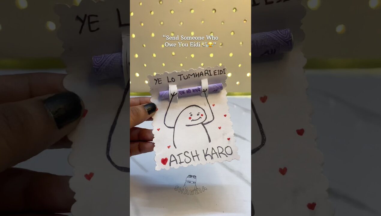 The cutest way to give Eidi💸 #diy #cardcreations #art #eidmubarak #shorts