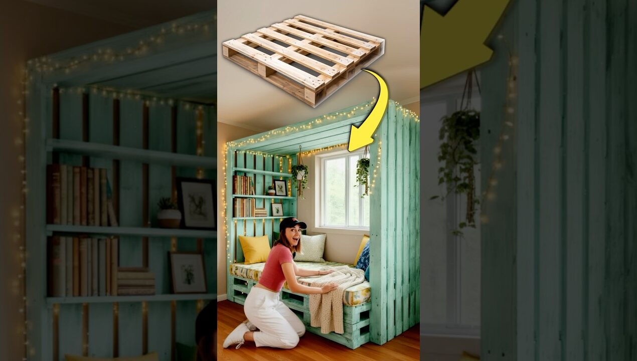 Turning Pallets Into a Dream Room 😍🛠️ | Genius DIY Bedroom Idea #DIYRoom #PalletFurniture