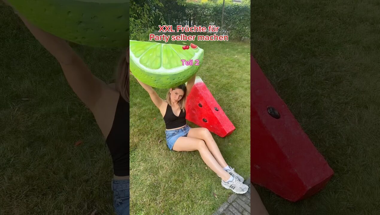 XXL Früchte selber machen 🍒🩷 #diy #dekoration #kunst #partydecor #basteln #ytshorts #shorts