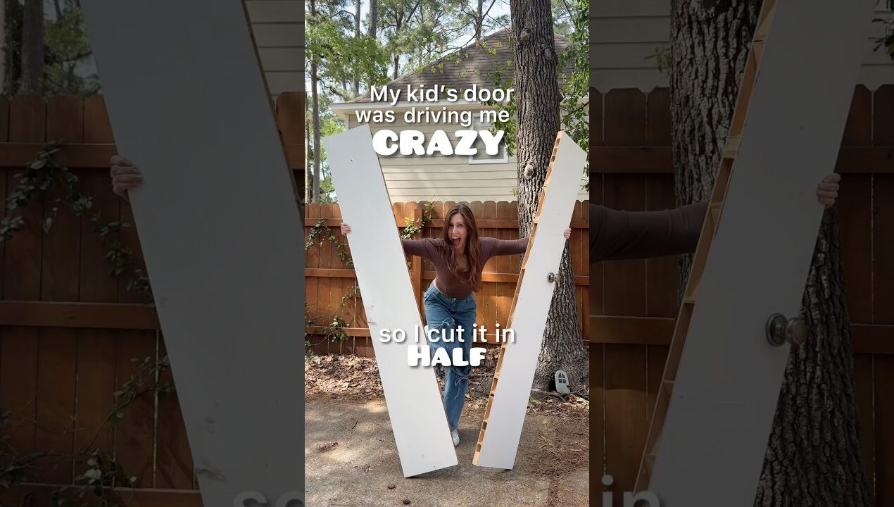 I Cut a Door in Half?! DIY French Doors Hack for Small Closet | Door Makeover