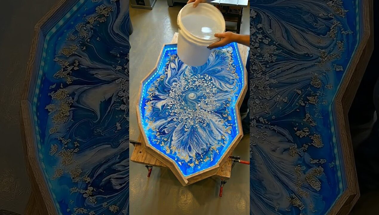 Amazing DIY LED Epoxy Resin Table Pour! 🌊 (Satisfying Process)