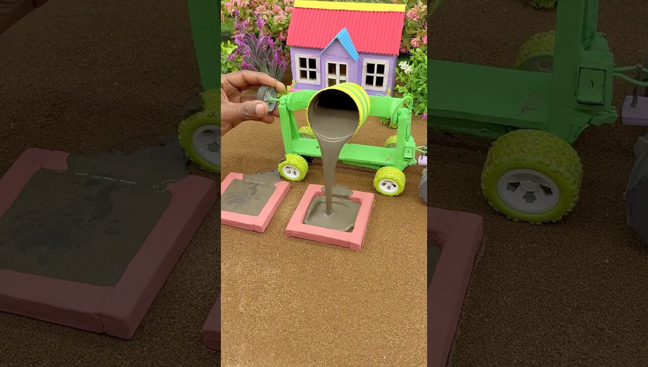 😱 Mini Tractor Making Cement Pillar | Amazing Real Working DIY Construction Machine Project #shorts