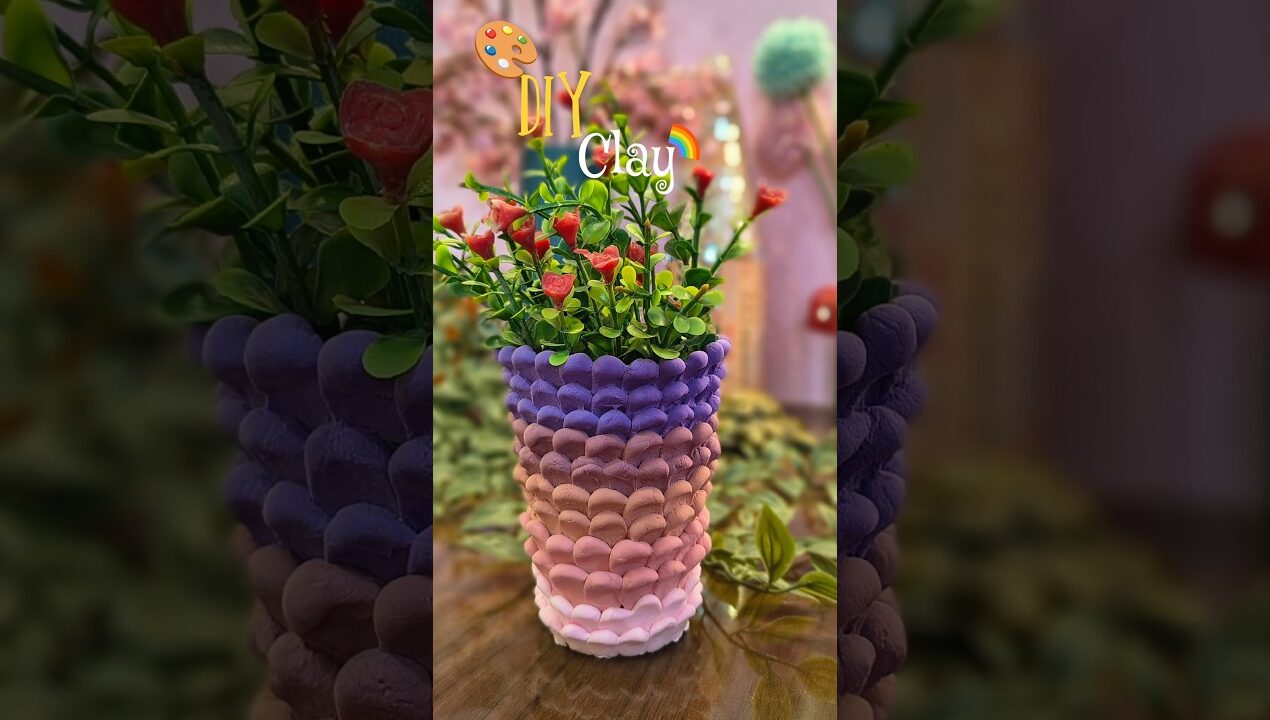 🎨DIY Air Dry Clay Pot✨#diy #shorts