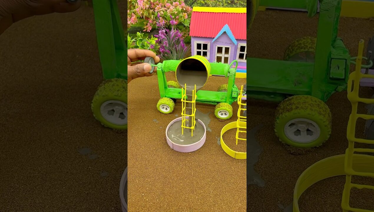 😱 Mini Tractor Making Cement Pillar | Amazing Real Working DIY Construction Machine Project #shorts