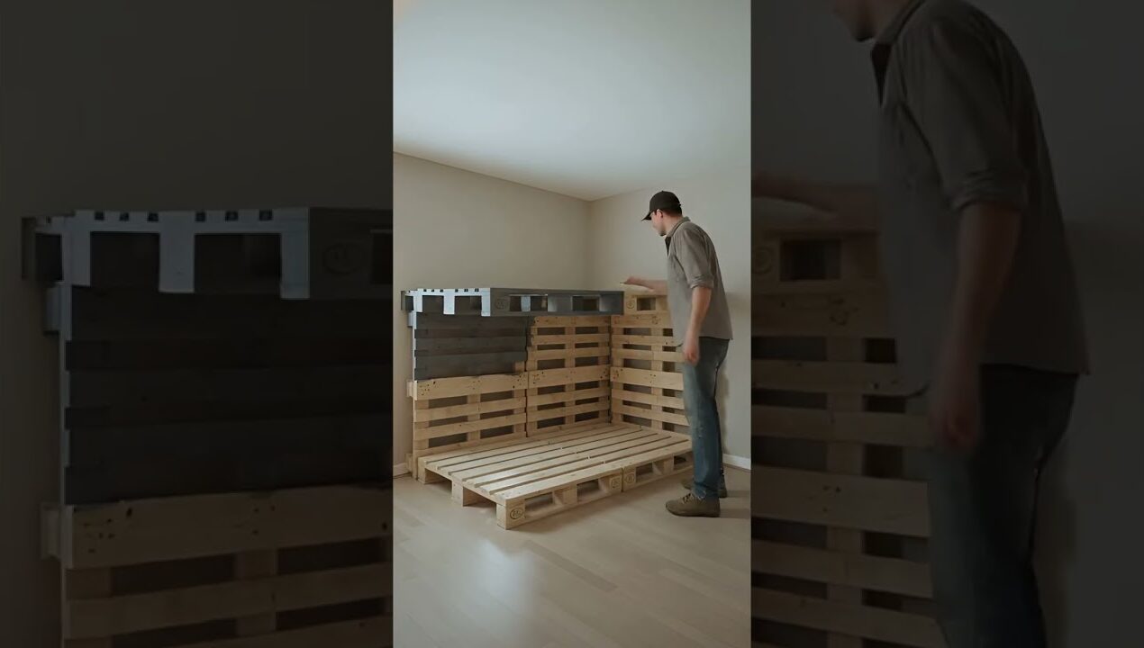 СДЕЛАЛ КРОВАТЬ ИЗ ПОДДОНОВ за копейки! Шок результат 😱 🤔