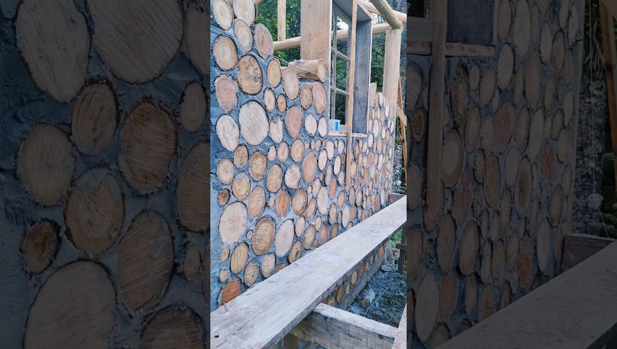 Ele Construiu uma Casa com Pedaços de Eucalipto! #construção #ideias #casa #engenharia #shorts
