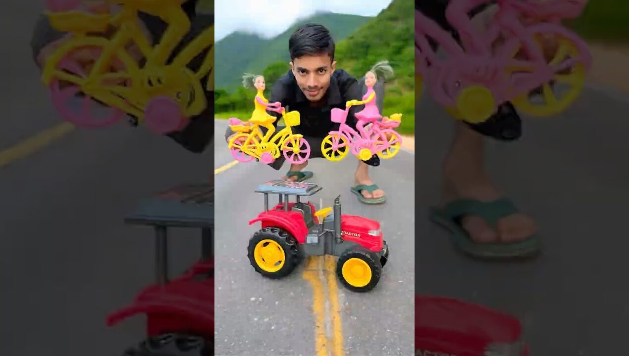 Rc Yellow Ladies Cycle vs Remote Wala DIY Tractor Unboxing 🚜