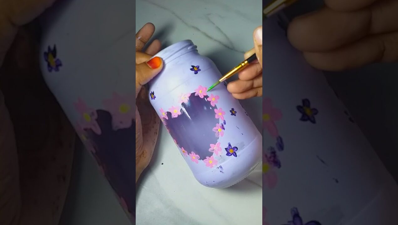 Glass  bottles painting ideas #shorts #art #drawing #craft #diy #floraart #glass #bottleart