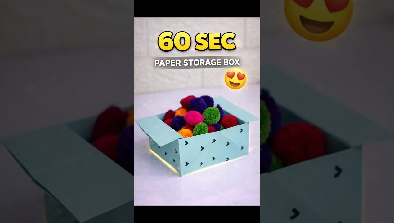 Paper Storage Box in 60 Sec 💙 | Quick DIY Hack #shorts #papercraft