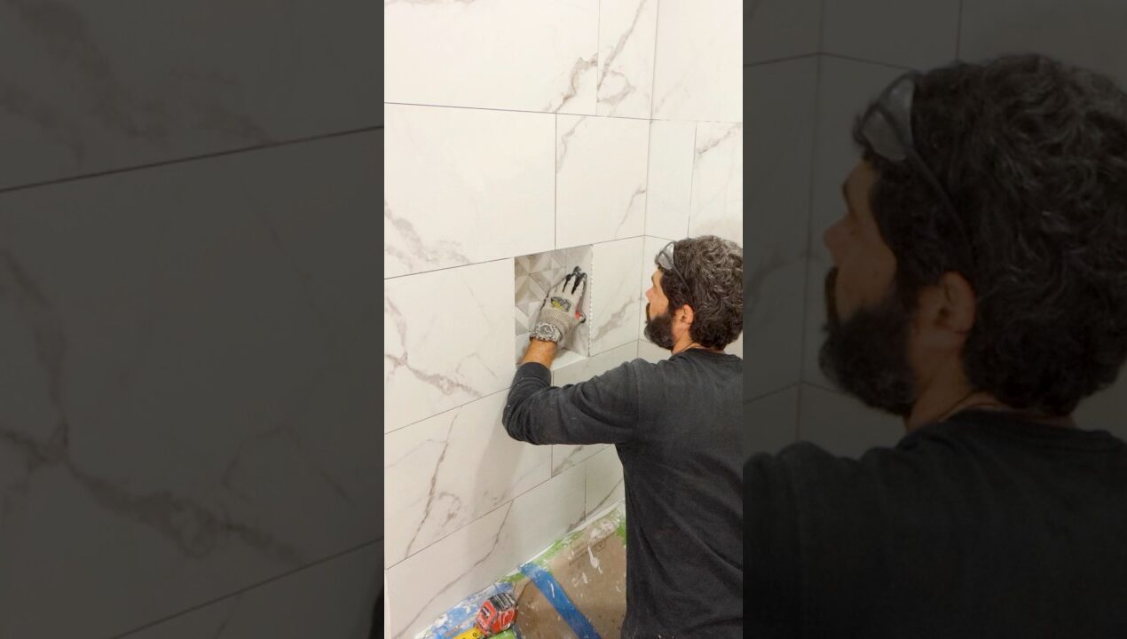 Mitered Shower Niche Tips – #shorts #tileshower #diy
