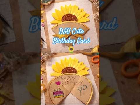 1-Min DIY Sunflower Birthday Card 🌻 | So Cute! #diy #easycraft #cutecraft  #fyp #birthdaycard