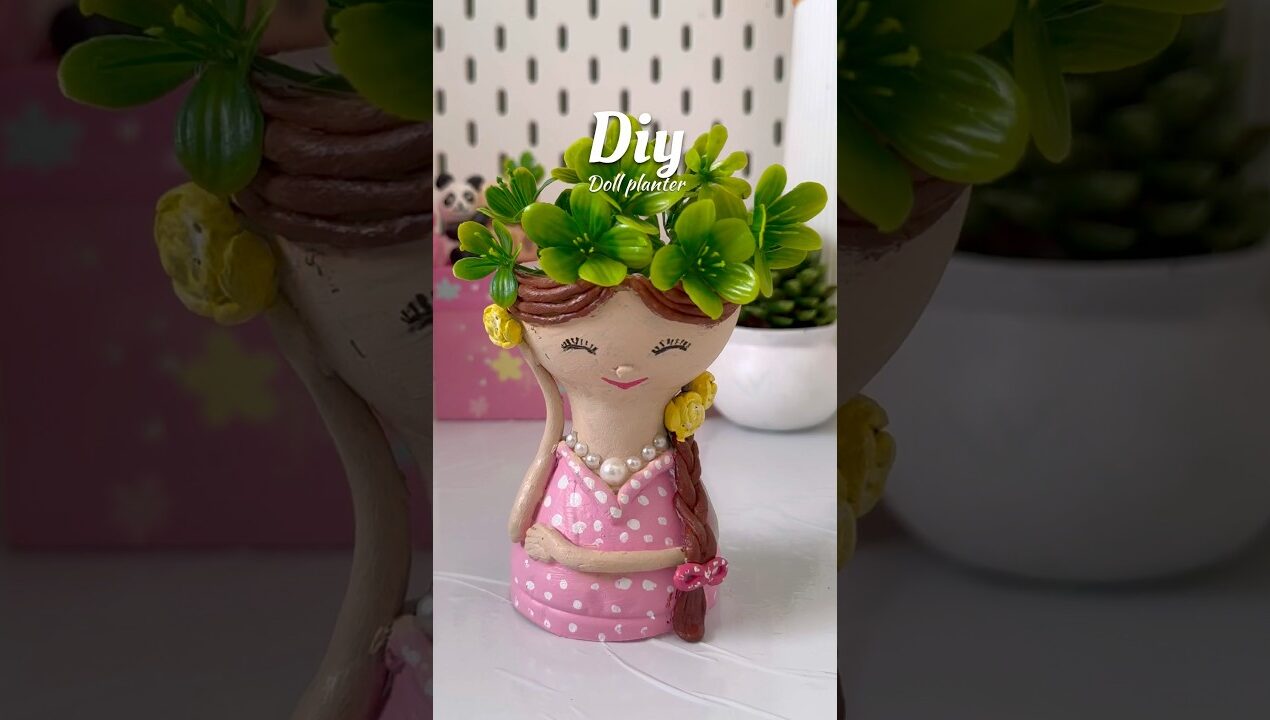 Diy doll planter #shortvideo #shorts #viralshort #diy #crafing #handmadeplanter #art