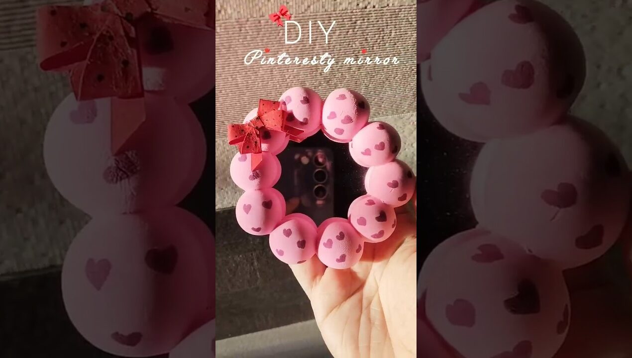 DIY mirror 🎀#diy #handmade #homedecor #shorts #viralshorts #craft #trending #art #bts #pinterest