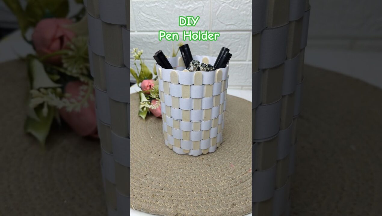 DIY Pen Holder 🎀✨#shorts #viralshort #diy #crafts #penholder #popsiclecrafts #handmade #artideas
