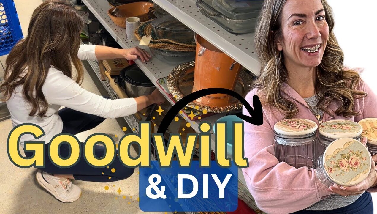 Goodwill Thrift with me – Shabby Chic Thrift Store Canister DIY & Antique Shop Orgainizing