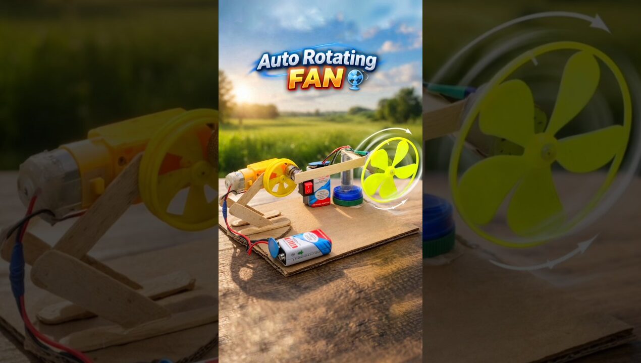 Powerful dc motor Auto rotating fan 🌀🪭😱 #diy #ytshorts #fan