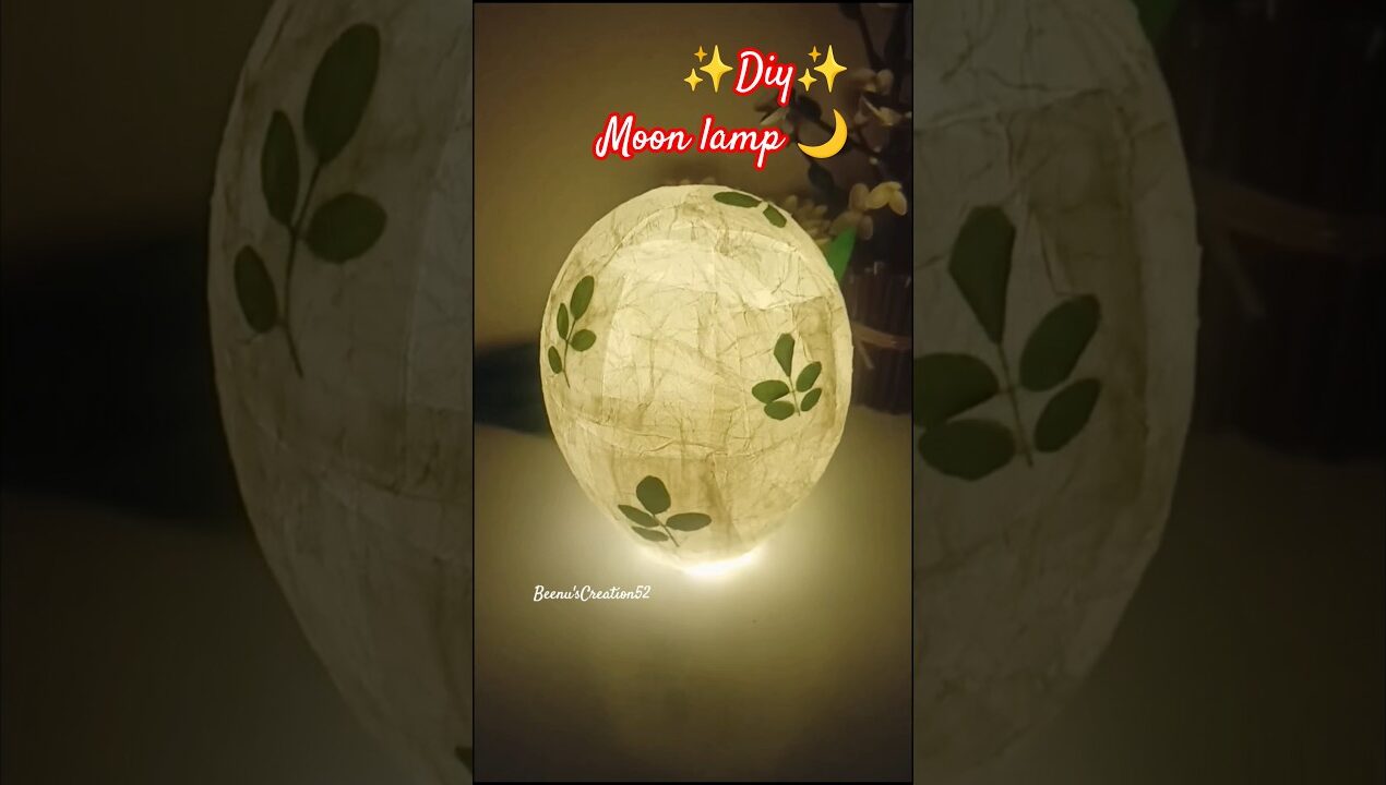 Diy Moon lamp with tissue paper 🌙 / Balloon craft ideas #diy #craft #lamp #shorts #viral