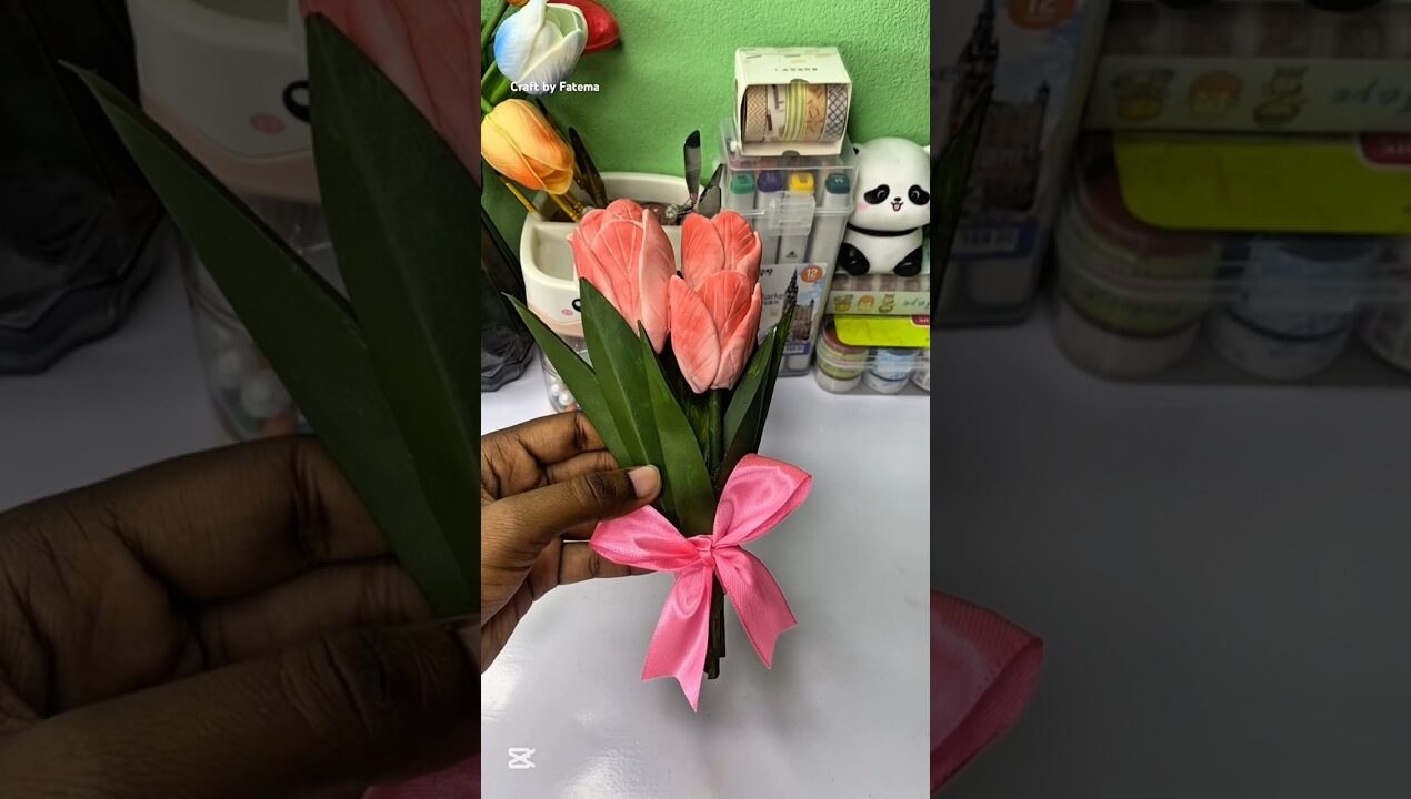 DIY tulip flower🌷😱 মাত্র ৩০ টাকার সুপার ক্লে দিয়ে 😮#diy #craft #handmade #viral #foryou #shorts