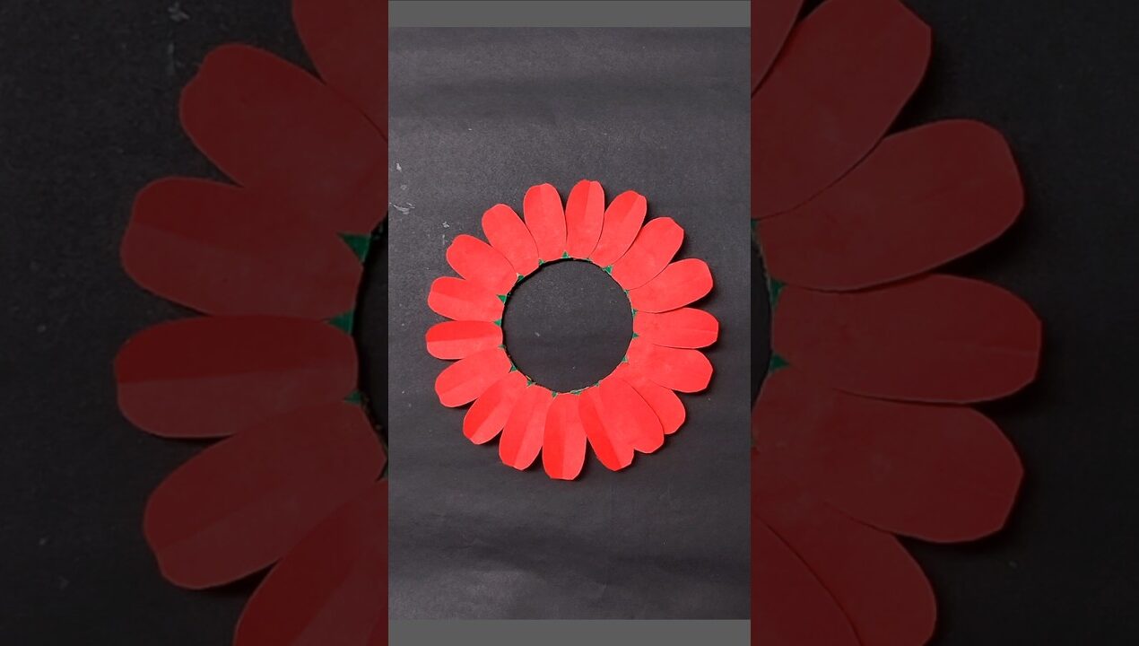 How to make red flower craft…♥️ #shorts #yt shorts #paper craft #wall hanging #shorts feed #diy