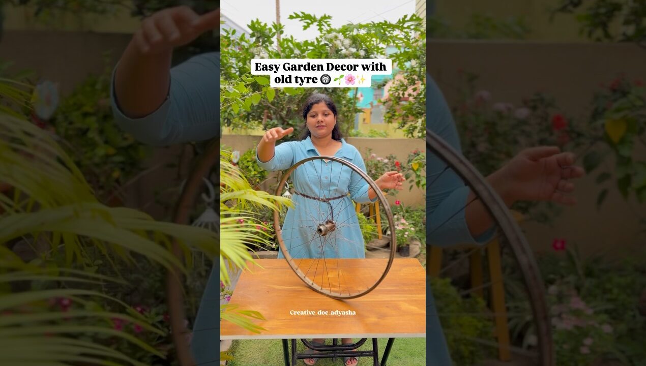 Old tyre to pretty planter 🌿 DIY transformation #bestoutofwaste #gardendecor #diyprojects #shorts