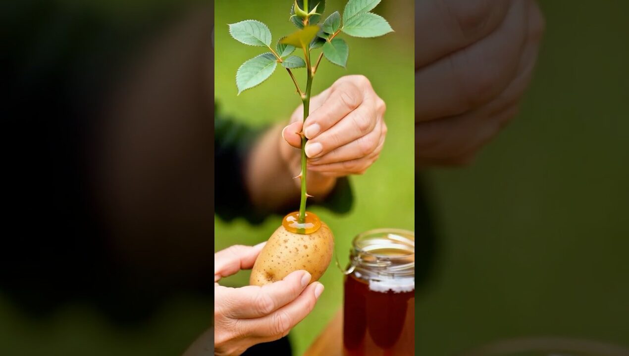 DIY Rose Potato Hack: O Segredo para Propagar Rosas em Casa 🌹🌹🌹 #shorts #homegarden