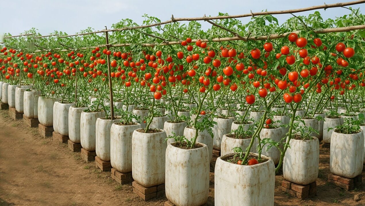 Don't throw away old plastic cans. This way of growing tomatoes gives HUGE yields