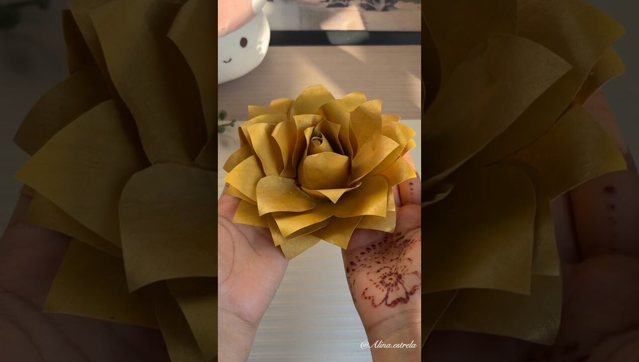 GOLDEN ROSE from paper | flower making from paper | paper rose #shorts #craft