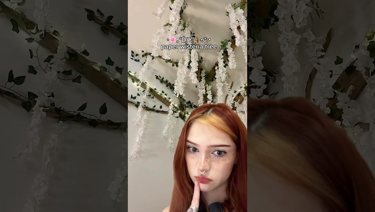 DIY paper wisteria tree craft 🌸 How to make wisteria tree room decor