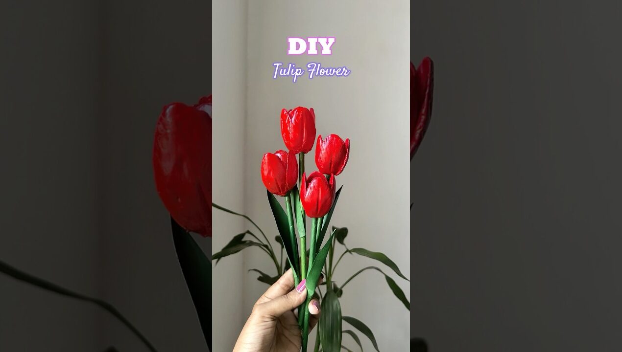 DIY Tulip Flower using glue #diy #viralshorts #tulip #handmade #aestheticroomdecor #homedecor #trend