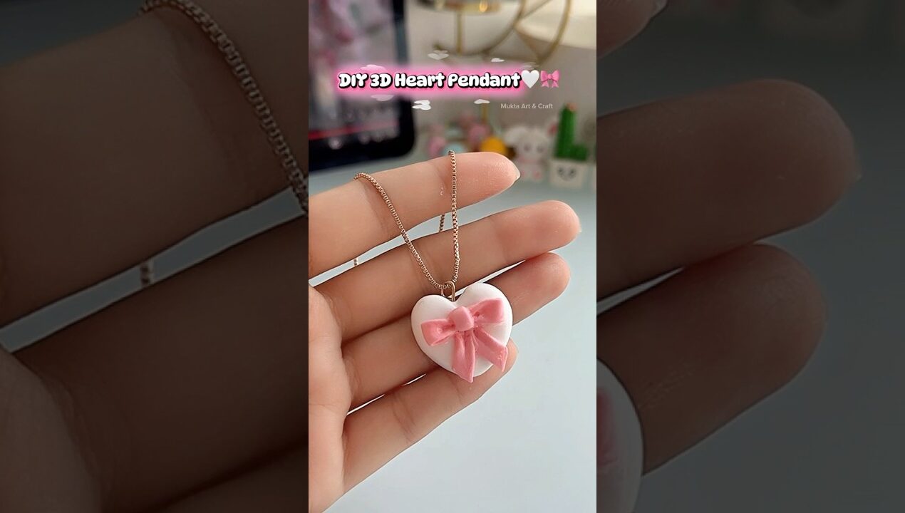 🤍🎀✨Heart Necklace CUTE DIY😍#shorts #art #diy #craft #yputubeshorts
