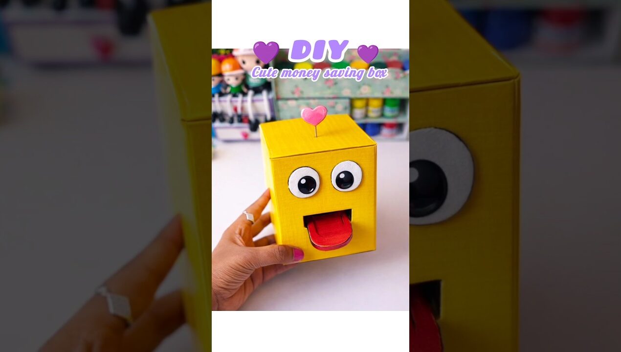 DIY cute money saving box useful craft idea cardboard