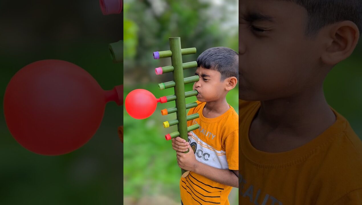 Green Bamboo & colourful cute balloon pops big toy #diy #art
