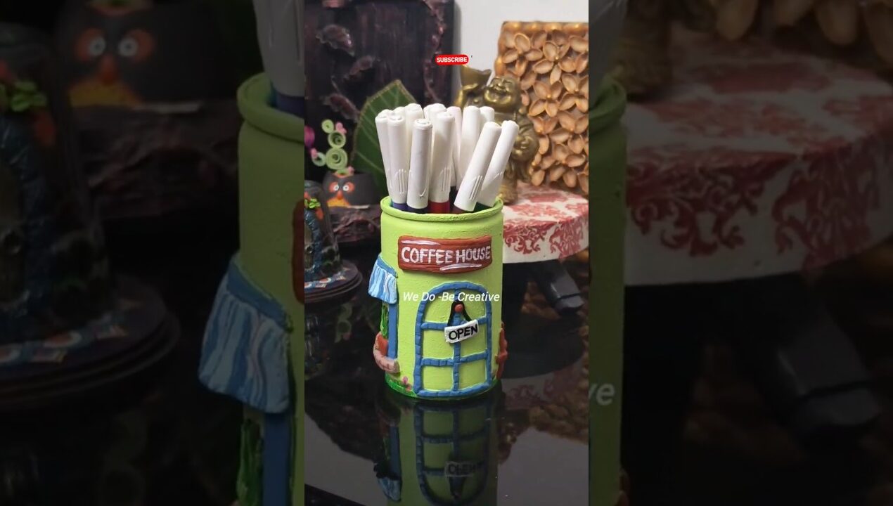 DIY coffee house pen holder #youtubeshorts #diy #diyideas #shorts