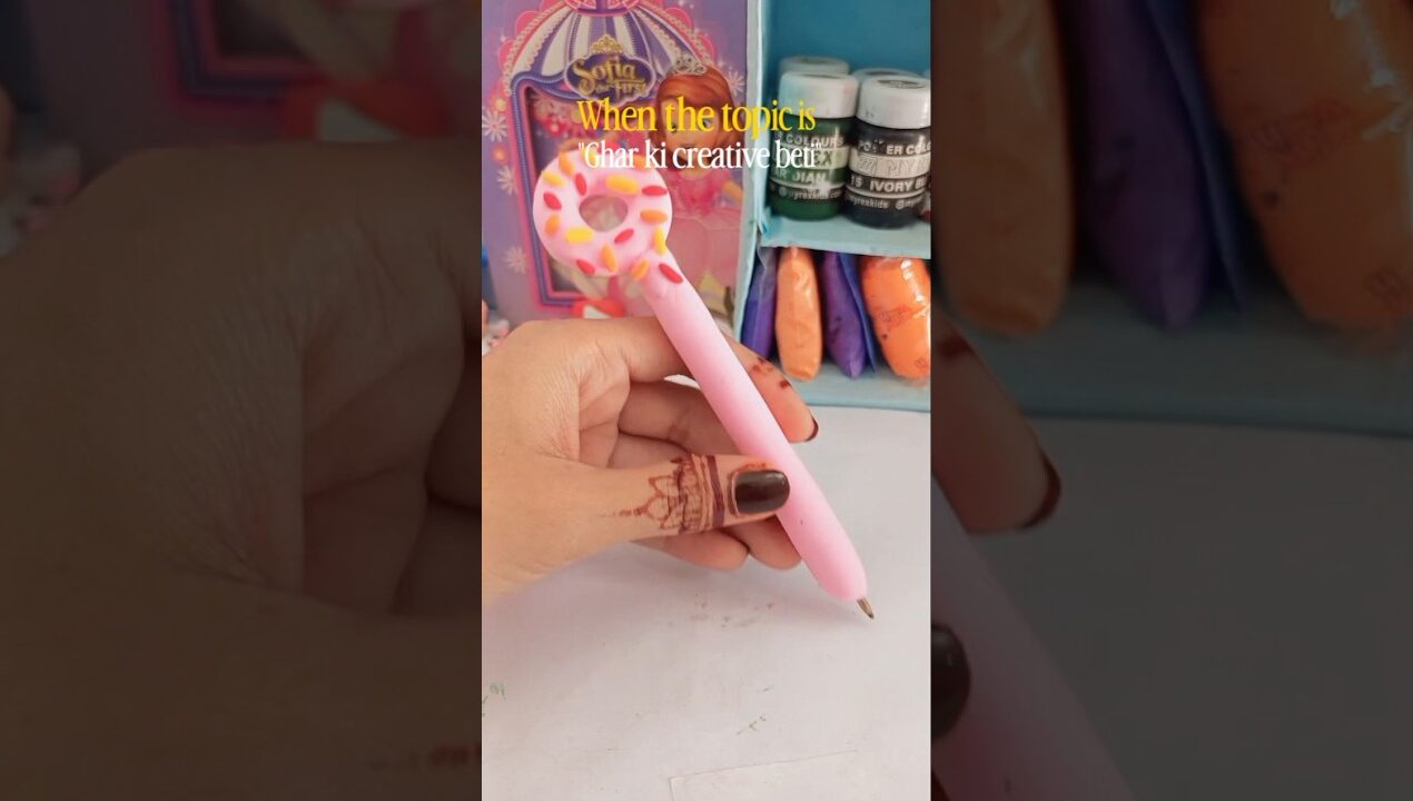 DIY Cute clay donut pen😺💕 #shorts #youtubeshorts #diy #ideas #clay #miniature #aesthetic #trending