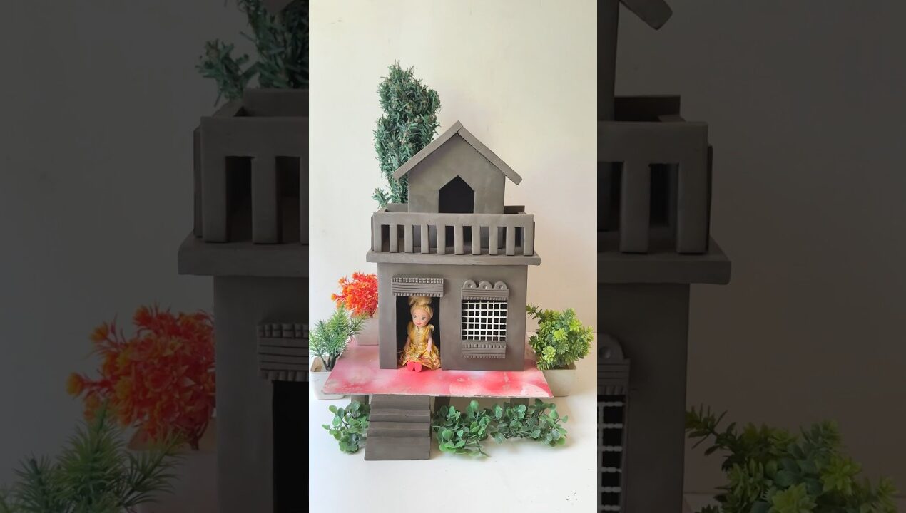 Beautiful miniature clay house 🏠 #diy #craft #clayart #toyhouse #shorts
