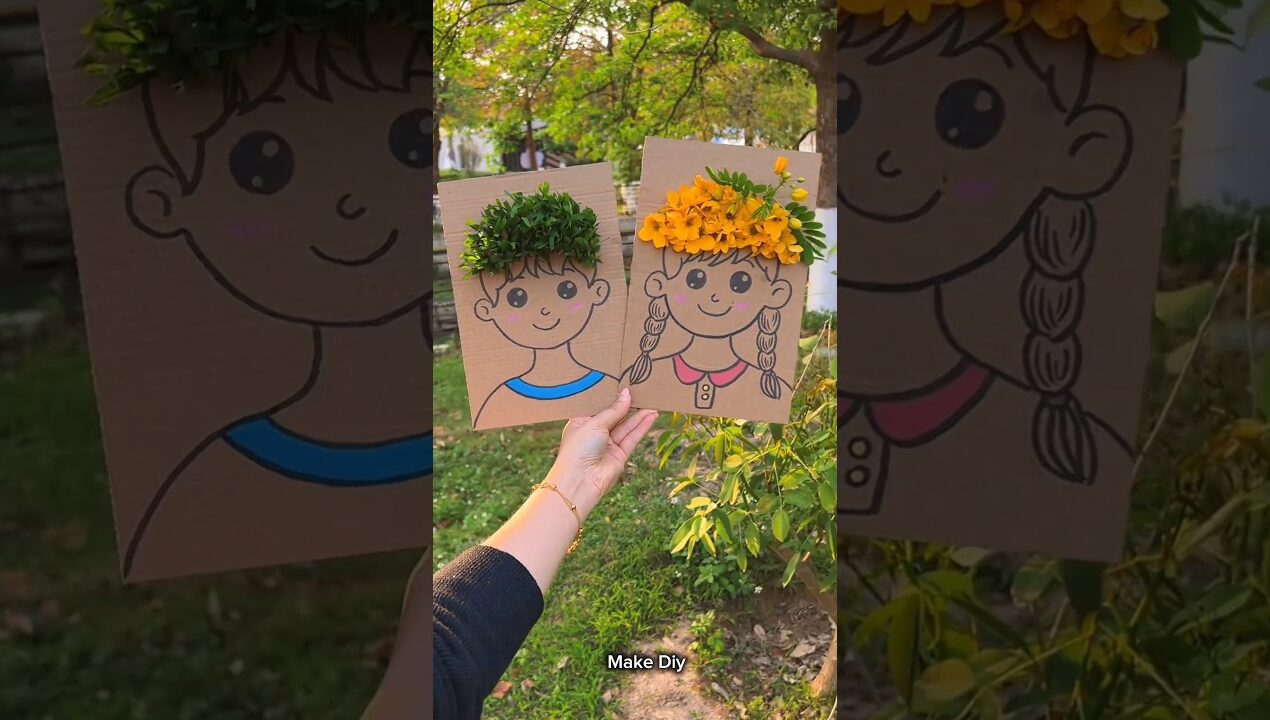 How to Make DIY Grass Hair Art for Kids 🎨 #CraftIdeas #ArtAndCraft #EcoFriendly #kidsartandcraft