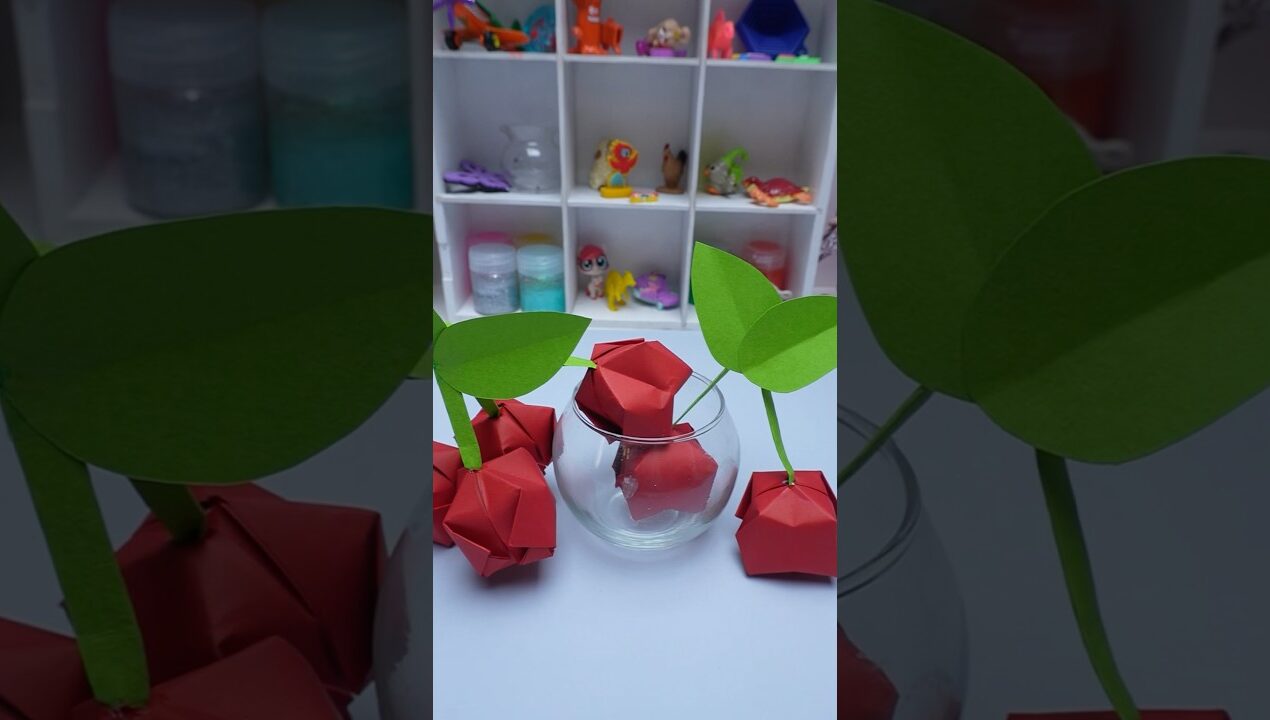 DIY PAPER CHERRY 🍒 / Paper Crafts For School / Paper Craft / Easy kids craft ideas / paper Cherry3D