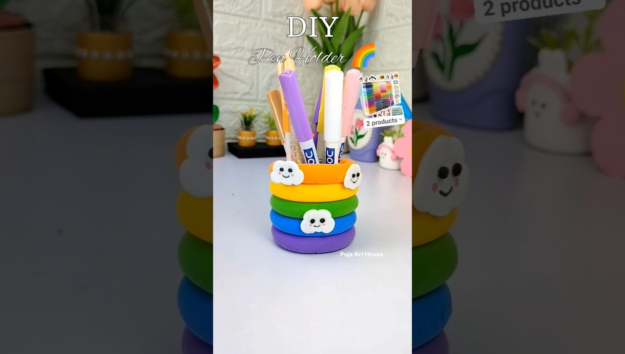 DIY pen stand | pen holder | clay craft | #diy #clayart #viralshorts #diycrafts #handmade #craft